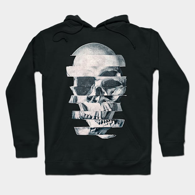 Glitch Skull Mono Hoodie by aligulec